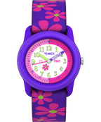 TIMEX TIME MACHINES® 29mm Purple Floral Elastic Fabric Kids Watch