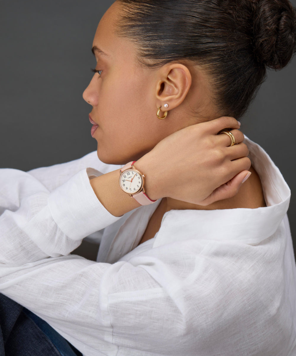 Easy Reader® Color Pop 30mm Leather Strap Watch