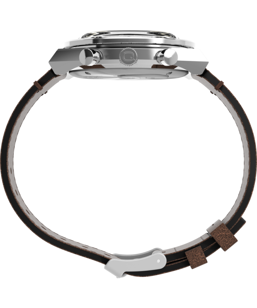Q Timex Chronograph 40mm Leather Strap Watch