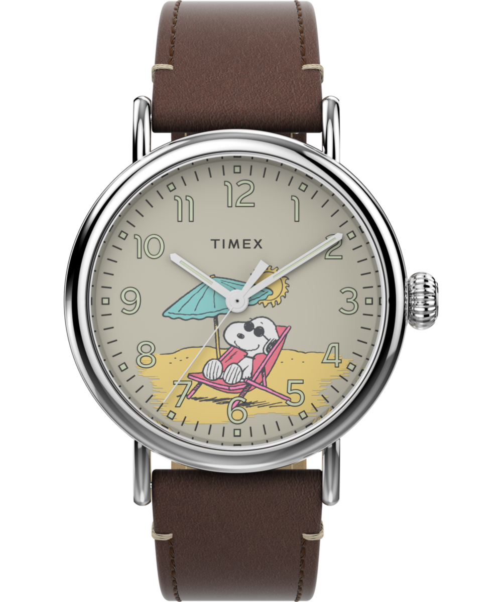 Timex Standard x Peanuts Featuring Snoopy at the Beach 40mm Leather Strap Watch