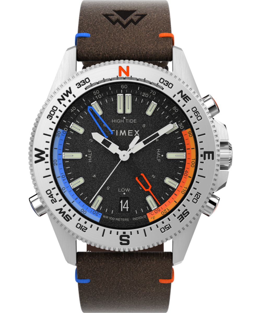 Expedition Tide-Temp-Compass 43mm Eco-Friendly Leather Strap Watch
