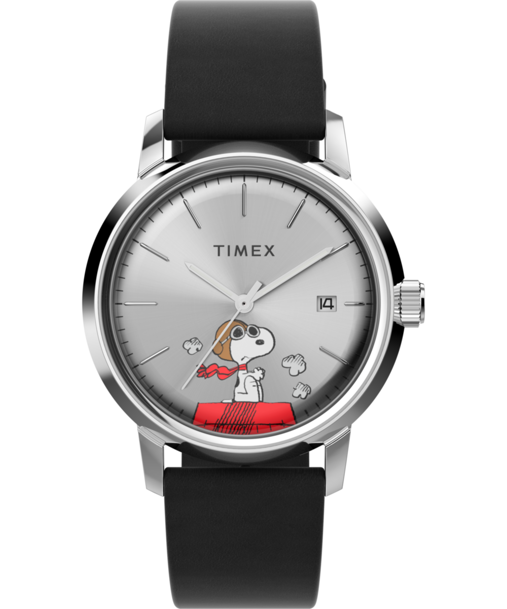 Timex Marlin® Automatic x Peanuts Snoopy Flying Ace 40mm Leather Strap Watch