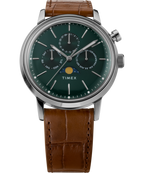 Marlin® Moon Phase 40mm Leather Strap Watch