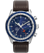 Timex Fly-Back Chronograph x Pan Am® 43mm Leather Strap Watch 