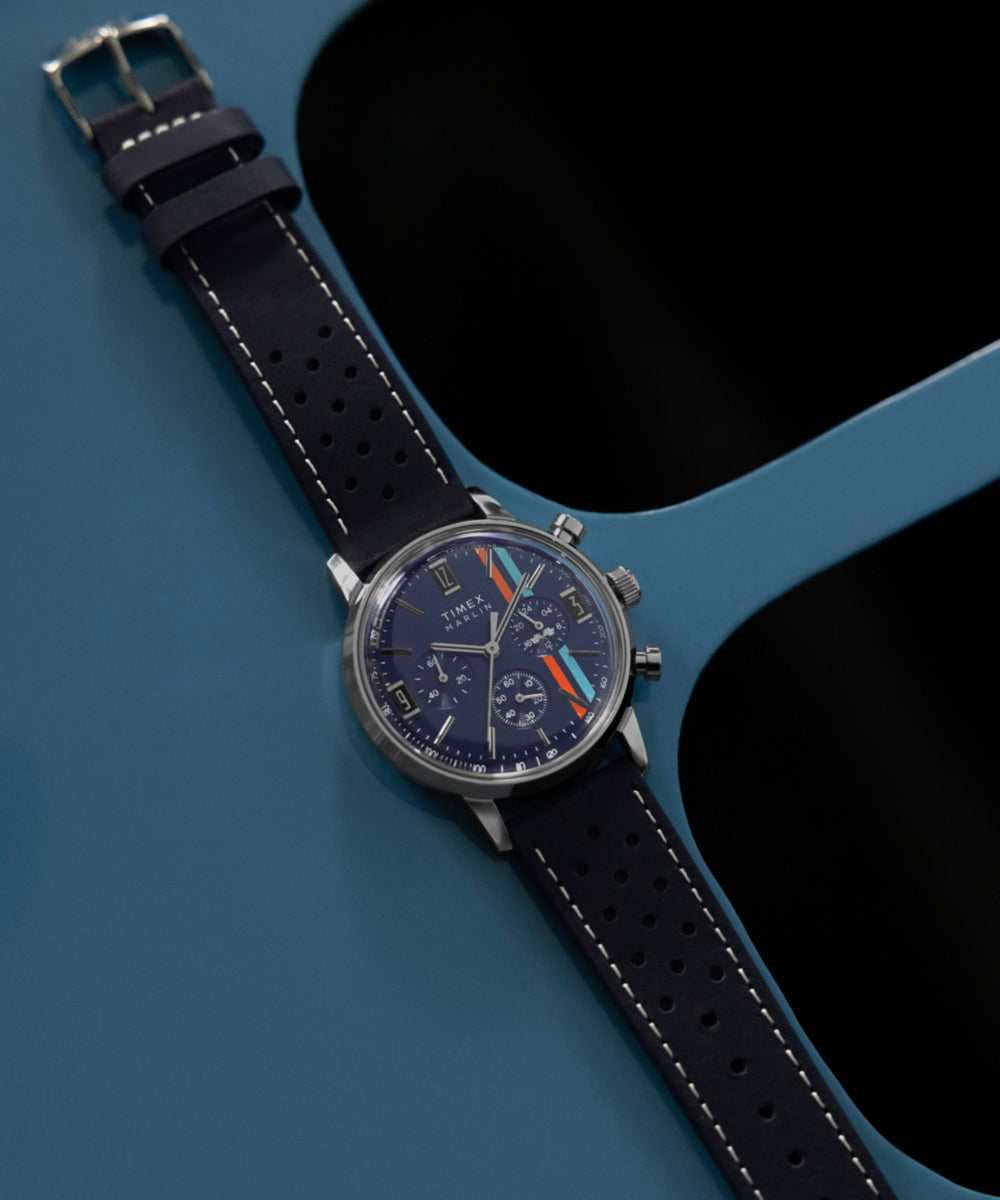 Marlin® Chronograph Tachymeter 40mm Leather Strap Watch