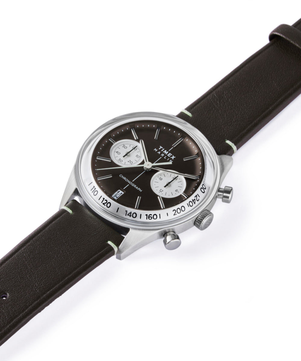 Marlin® Jet Quartz Chronograph 40mm Leather Strap Watch