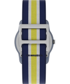 TIMEX TIME MACHINES® 29mm Blue/Yellow Stripe Elastic Fabric Kids Watch