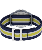 TIMEX TIME MACHINES® 29mm Blue/Yellow Stripe Elastic Fabric Kids Watch