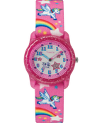 TIMEX TIME MACHINES® 29mm Rainbow Unicorn Pink Elastic Fabric Kids Watch